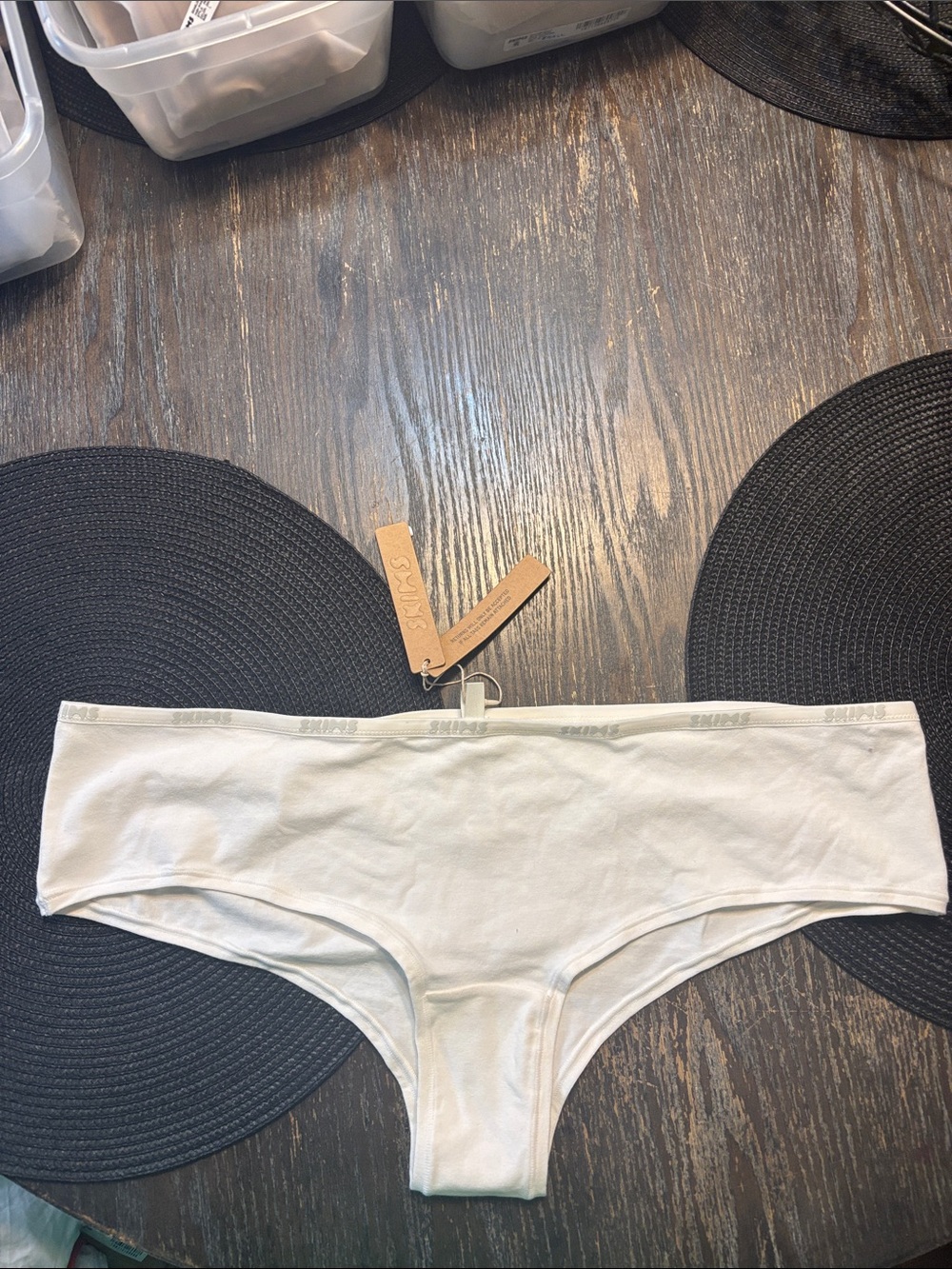 SKIMS White Cotton Hipster logo Briefs